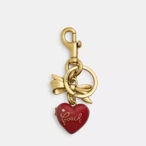 NWT Limited Coach CZ276 Bow Heart Locket Bag Charm